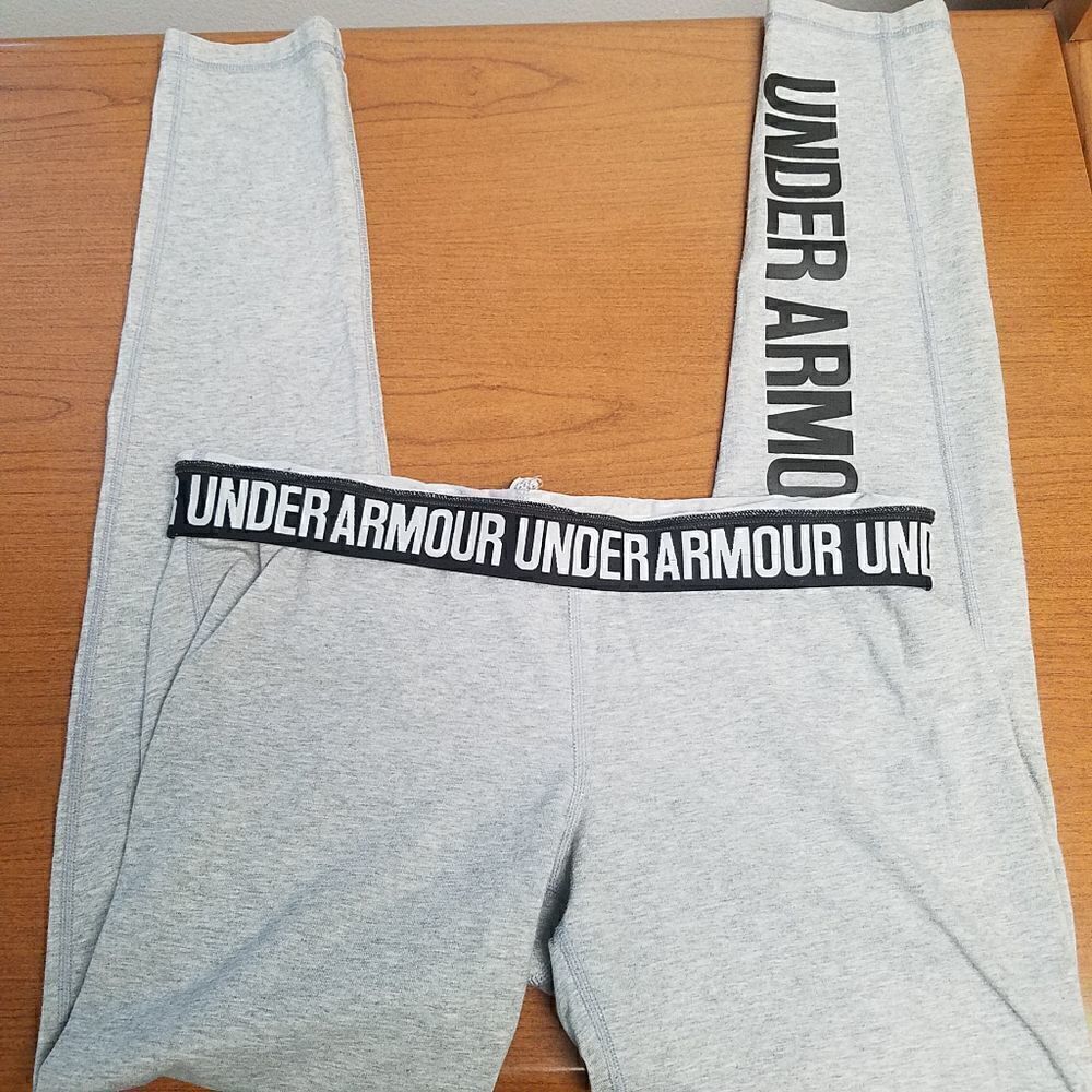 Under Armour grey leggings with fold over logo band